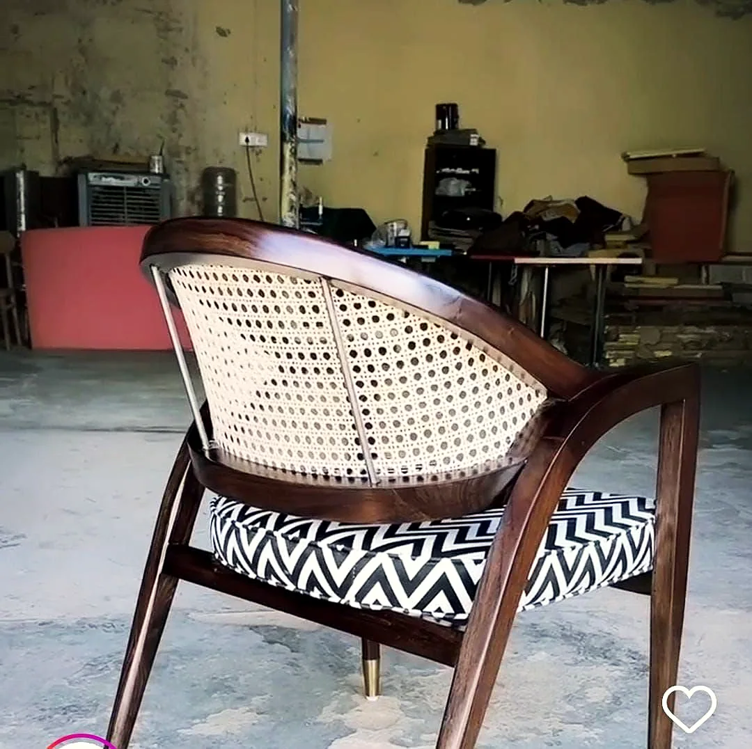 Finished Cane Arc Lounge Chair